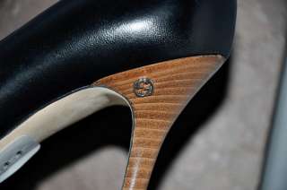 Gucci High Heel Black Leather Dasha Platform Pumps Napa Steve Nero GG 