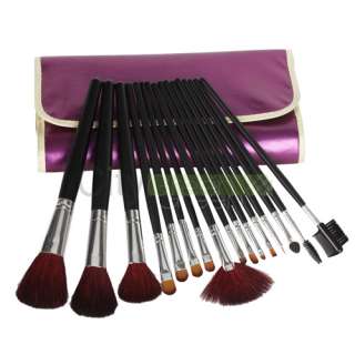 16 PCS Professional Makeup Cosmetic Brush Set Kit + Purple Pouch Bag 