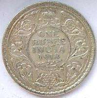 India British 1918 George V Rupee Silver Coin  