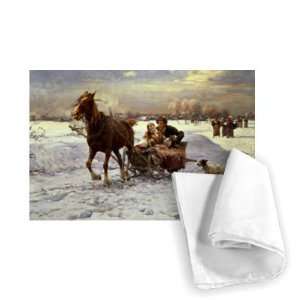  Lovers in a sleigh by Alfred von   Tea Towel 100% Cotton 