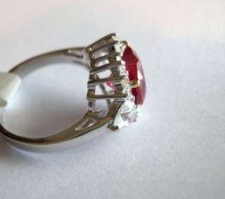 RUBY RED HEART Womens Ring .925 Sterling Silver Size 8 CJ  