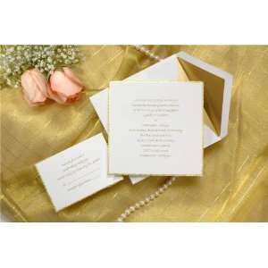  White Hand Torn Gold Deckled Edge Wedding Invitations 