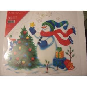  Holiday Suncatcher ~ Snowman Decorating Christmas Tree 