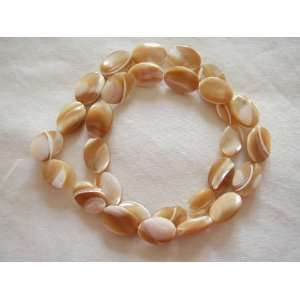  10mm natural mother of pearl mop flat oval 16 strand 
