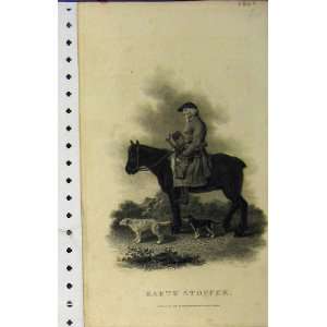  C1850 Earth Stopper Old Man Horse Dogs Engraving Scott 