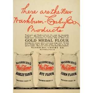   Crosby War Time Rye Flour Baking   Original Print Ad