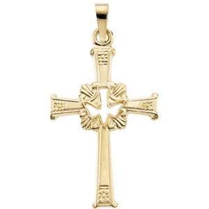  14kt Yellow Gold Cross with Holy Spirit Pendant Jewelry