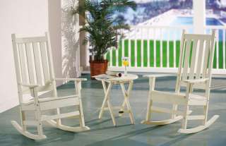 NEWPORT 3 PC. PATIO POLY RESIN WHITE ROCKING CHAIR SET  