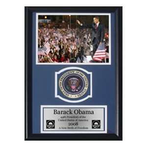 Barak Obama Waving to Crowd with Presidential Commemorative Patch in a 