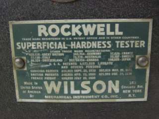 Wilson / Rockwell Hardness Tester Model # 4JS w/ Tester Blocks 