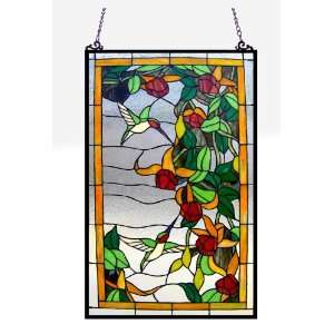    style Hummingbirds Design Glass Window Panel 20x32