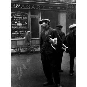  Destitute Man Standing in Street Near Les Halles Holding a 