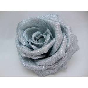  NEW Large Silver Glitter Rose Flower Hair Clip and Pin 