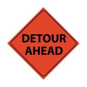 RUR2   Traffic, Detour Ahead, 48 X 48, Roll Up Sign, Reflective 