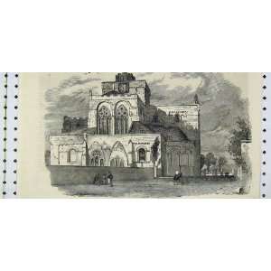  Antique Print East Front View Abbey Church Romsey