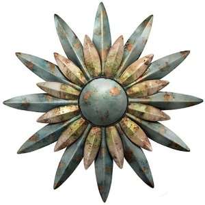   Celestial Body Aqua Sunburst Sun Metal Wall Decor