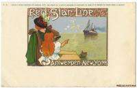 RED STAR LINE C 5 Poster Style Menu Topper Postcard  
