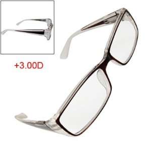  Men Clear Arm Brown Plastic +3.00d Presbyopic Glasses 
