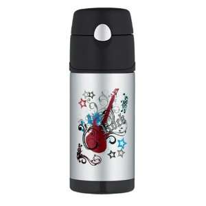    Thermos Travel Water Bottle Rock Guitar Music 
