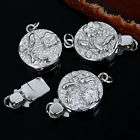 WHOLESALE 50 STERLING 925 SILVER ROUND ROSE BOX CLASPS  