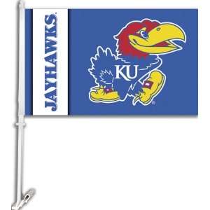   Kansas Jayhawks Car Flag W/Wall Brackett (Set of 2)