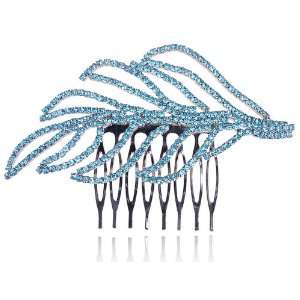   Light Sapphire Crystal Rhinetone Leaf Jewelry Hair Clip Comb Jewelry