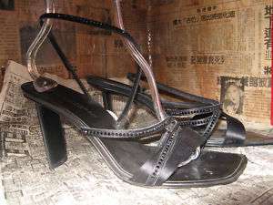 Donna Karan Jet rhinestone satin sandals shoes 9 UK7 39  