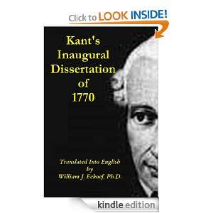 Kants Inaugural Dissertation of 1770 (Philosophy, Psychology and 