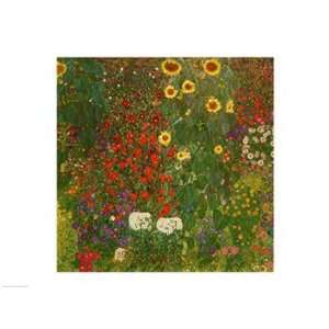  Farm Garden with Flowers   Poster by Gustav Klimt (24x18 