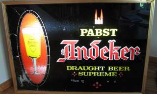 1950s Pabst Andeker Draught Beer Glass Revs Paint Sign  