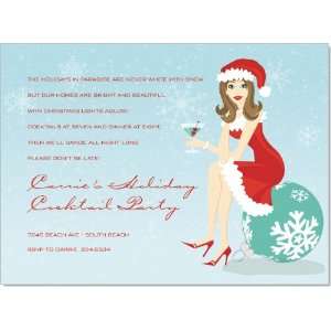  Santa Girl Snow   Brunette Invitations Health & Personal 