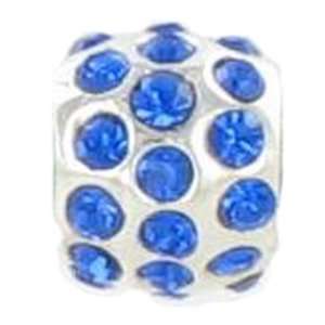 Quiges Sterling Silver Blue discoball Bead for Pandora/Troll/Chamilia 