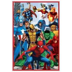   Marvel Comics Superheroes Poster in Red Metal Frame 