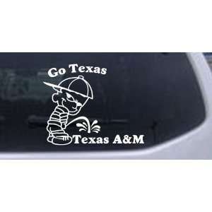 White 26in X 21.1in    Go Texas Pee On Texas AandM Car Window Wall 