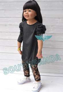   Sleeve Polka Dots Girl Kids T shirts Top Dress Age 3 4 New Cute  