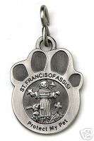 St. Francis Paw Print Pet Medal Tag   Dog Charm  