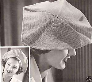 Vintage Crochet Poofy Beret Hat Cap Bakers Pattern  