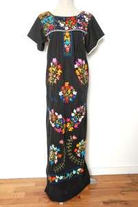 Vtg 70s MEXICAN HIPPIE Oaxacan Hand Embroidered Ethnic Tunic MAXI Tent 