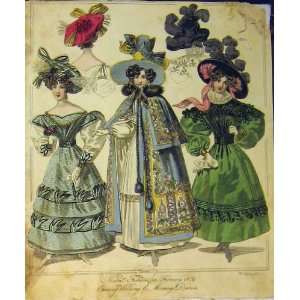  Womens Fashion 1829 Evening Morning Dresses Hat Colour 