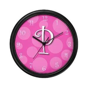  P Initial Pink Polka Dot Wall Clock, 10