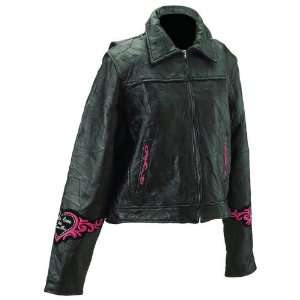  Diamond PlateTM Genuine Leather Rock Design Ladies Jacket 
