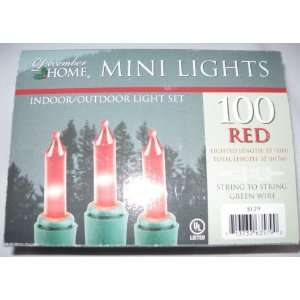   December Home 100 RED Indoor/ Outdoor Mini Lights Set 