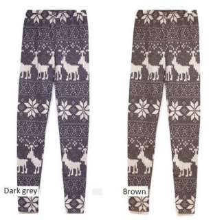 Snowflake & Deer Nordic Patterned Knit Leggings, Excellent Stretch, UK 