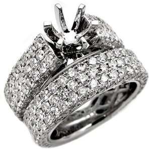 42ct Round Diamond Semi Mount Setting Engagement Ring Set 14k White 