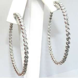  Trendy Inside Out Diamond Hoop Earrings White Gold 