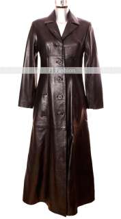 RITA Black Ladies Womans Full Length Long Leather Coat  