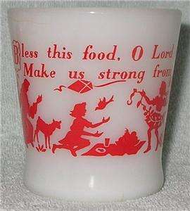 Prayer Mug Milk Glass Fire King Bless This Food Cup  