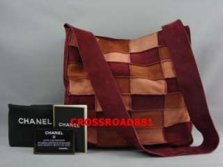   Chanel Multi Colored Patchwork Suede Shoulder Tote Bag Great  