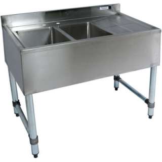 Stainless Steel Bar Sink Two Bowl Right Drainboard 36 845033087907 