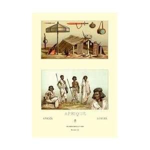  Members of Tribe and Typical Shelter 12x18 Giclee on 